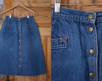 Vintage 70er, 80er blau verwaschene Jeans M Größe High Waist knielange Jeans, Cow Girl, Skater Girl, Americana Rock Größe S-M