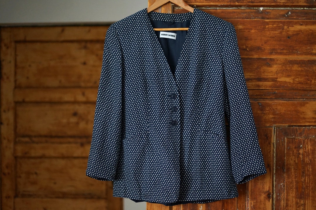 Vintage 80er Jahre Seide Gerry Weber Marineblau Kaffeebohnen