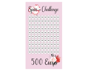 5 Euro Sparchallenge 500 Euro sparen passend für A6/A5 Umschläge Printversion