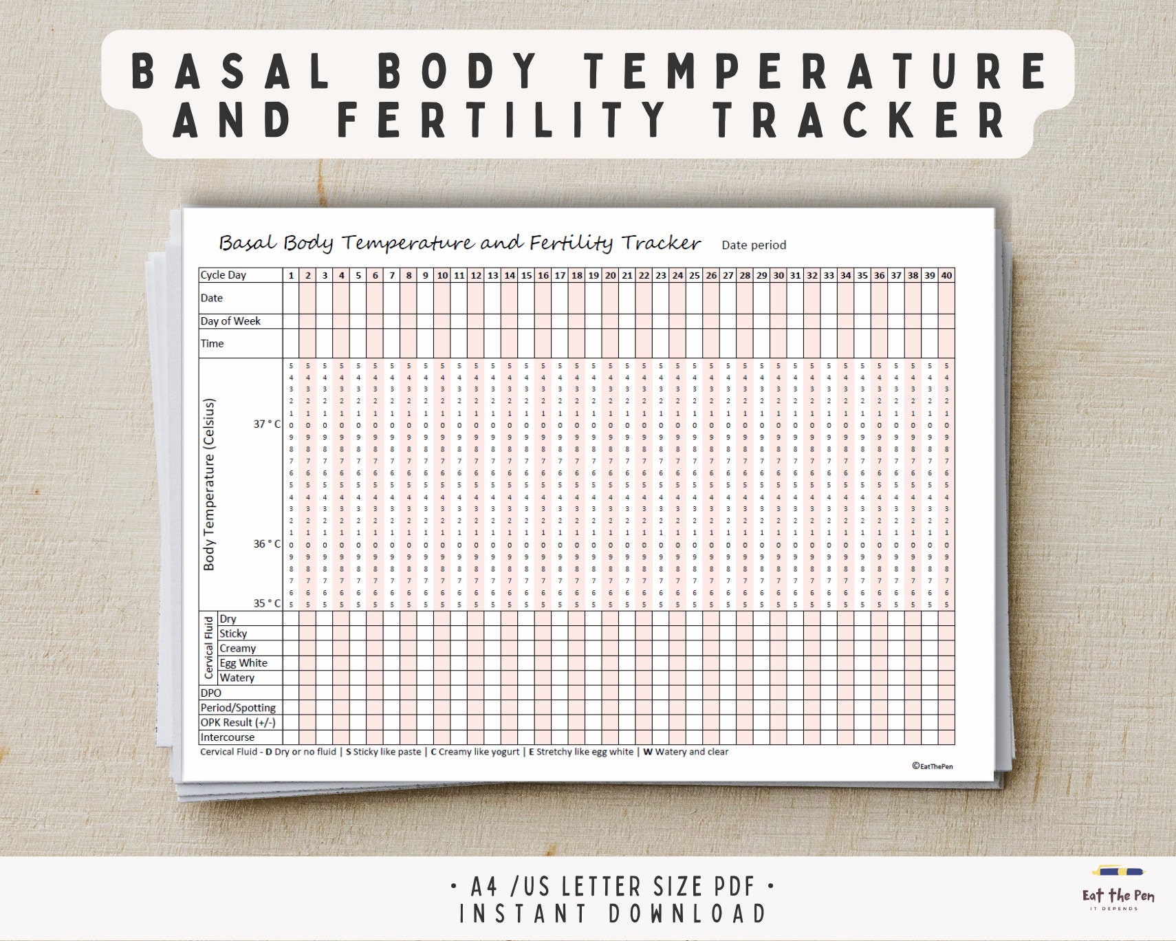 Basal Body Temperature Fertility Tracker, BBT Chart, Ovulation and Pregnancy Planning Insert - Instant Download Printable, A4 US Letter PDF - Etsy basal-body-temperature-fertility-tracker-bbt-chart-ovulation-and-pregnancy-planning-insert-instant-download-printable-a4-us-letter-pdf-etsy