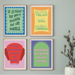 Growth Mindset - Inspirational Quotes // Set of 4 Digital Art Prints