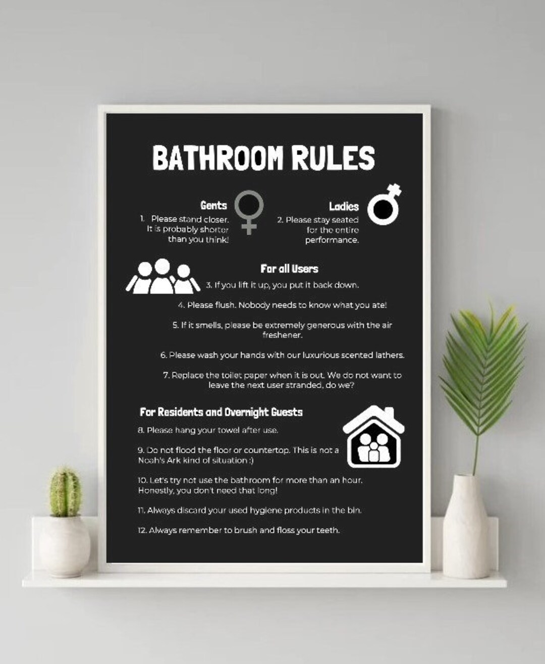 Bathroom Rules / Toilet Rules / Printable Wall Art Bathroom Etsy Canada