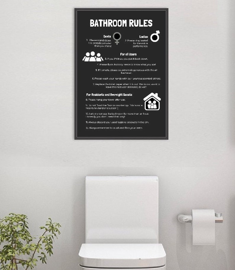 Bathroom Rules / Toilet Rules / Printable Wall Art Bathroom Etsy Canada