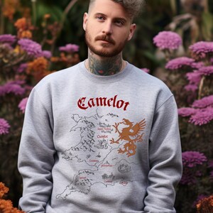 Camelot Map Sweatshirt – King Arthur Legend, Fantasy Gift