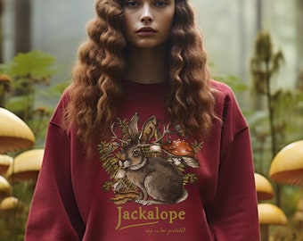 Jackalope Sweatshirt in 8 Colours S-5XL, Witchy Clothing, Mythical Creature, Folklore, Whimsical, Mystical Sweater