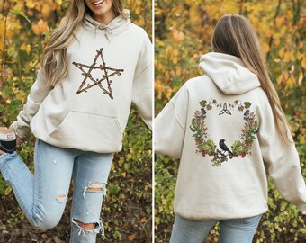 Magical Pentacle Hoodie in 5 Colours, Autumn Sweater, Mabon, Pagan Clothing, Plus Size Witchy Sweatshirt