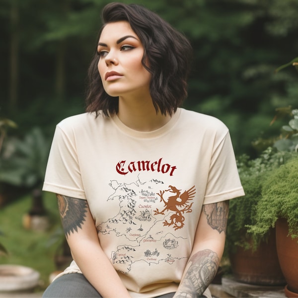 King Arthur Camelot Map Shirt - 8 Color Options, Merlin & Myth Inspired, Plus Size, Unique Gift for Medieval Fantasy Fans