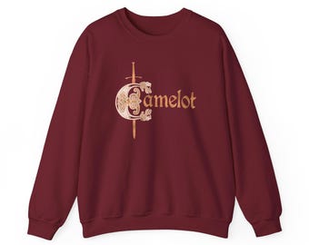 Camelot Excalibur Sweatshirt - Arthurian Legend, Celtic Style in 4 Colors S-5XL, Cozy King Arthur & Merlin Sweatshirt for Fantasy Fans