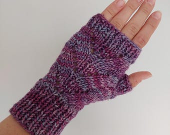 Hand Knit Merino Fingerless Mittens / Gloves: Ladies' Hand Warmers