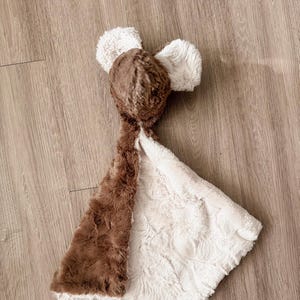 Baby Bear Lovey Blanket, Teddy Minky Plushie, Security Blanket, Baby Shower Gift, Nursery Decor, Baby Gift - Perfect for Comfort and Cuddles
