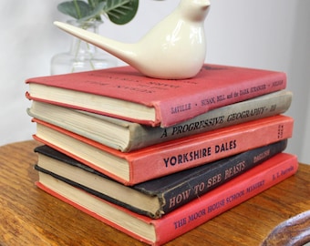 Black, Red & Grey Vintage Decorative Books. Décor by the Colour.