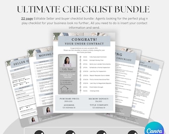 Seller & Buyer Real Estate Checklist Bundle | Real Estate Marketing | Listing Template | Closing Day Checklist | Realtor | Editable Canva