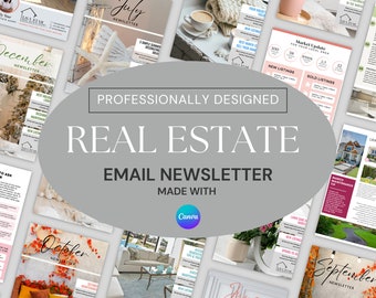 Real Estate Newsletter Template Mailer Bundle | Real Estate Marketing, 12 Month Realtor Newsletter Real Estate Farming Newsletter | Canva