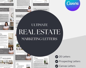Real Estate Marketing Template Bundle | Realtor Marketing | Real Estate Letters | Farming letters | Agent Prospecting | Canva Templates