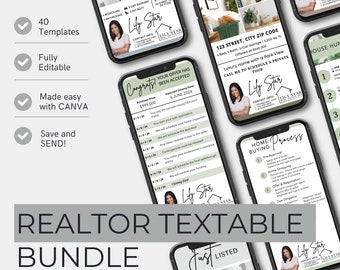 Real Estate Textable Bundle: Realtor Templates for Text Messages and Digital Cards, Real Estate Card Bundle, Realtor Digital Bundle, Canva