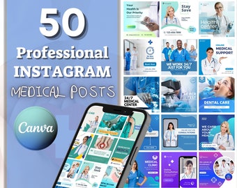 50 modelli professionali per post MEDICI - Canva Designs - Designers House - Prodotti aziendali Stile SANITÀ Idee per i social media