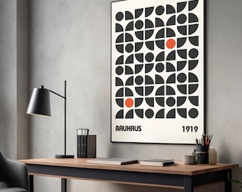 Concetto minimalista in stile moderno BAUHAUS di metà secolo / Illustrazione originale / / Cornice nera o poster