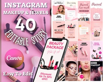 40 modelli professionali per storie di TRUCCO E GIOIELLI / Disegni su tela / Casa di designer / Fantastiche storie di trucco per ragazze Idee per i social media