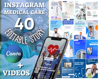 40 modelli professionali per storie di assistenza medica + VIDEO / disegni Canva / Designers House / Incredibili storie di assistenza sanitaria in stile idee per i social media