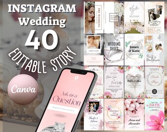 40 modelli professionali per storie di MATRIMONI - Disegni Canva - Designers House - FANTASTICI prodotti aziendali Stile MATRIMONIO Idee per i social media