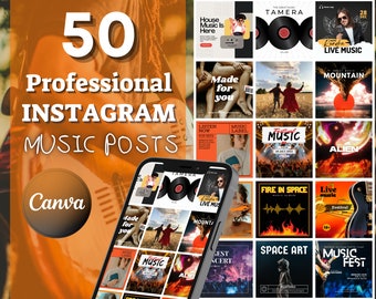 50 modelli professionali di MUSICA e SPETTACOLI per post INSTAGRAM - Incredibili design Canva - Spettacoli dal vivo, album, festival - Push sui social media