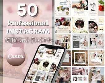 50 modelli di post professionali per MATRIMONI - Canva Designs - Designers House - INCREDIBILI prodotti aziendali Idee per social media in stile MATRIMONIO