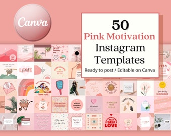 50 modelli professionali MOTIVAZIONE ROSA per post INSTAGRAM - Incredibile design Canva - Arte del designer Spumoni - Idee pastello per social media