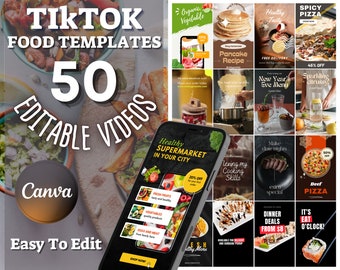 50 modelli VIDEO TikTok professionali per CIBO E DOLCI / Disegni Canva / Casa di designer / Incredibili video di ristoranti Stile Idea per social media