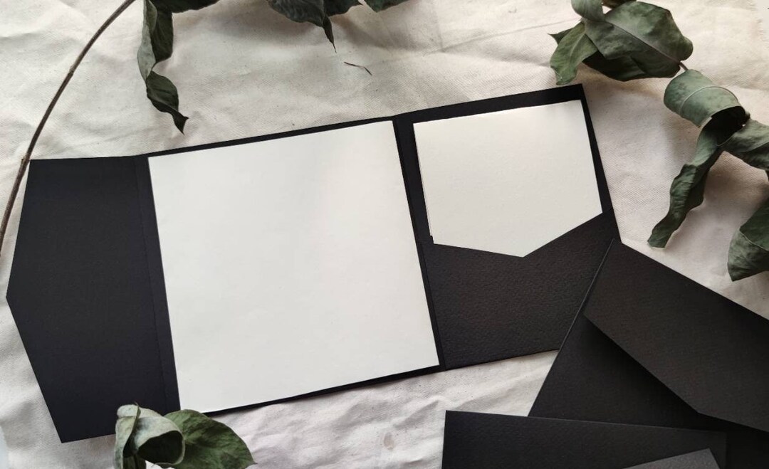 Black Pocket Envelopes Wedding Envelopes Folding Wedding Etsy