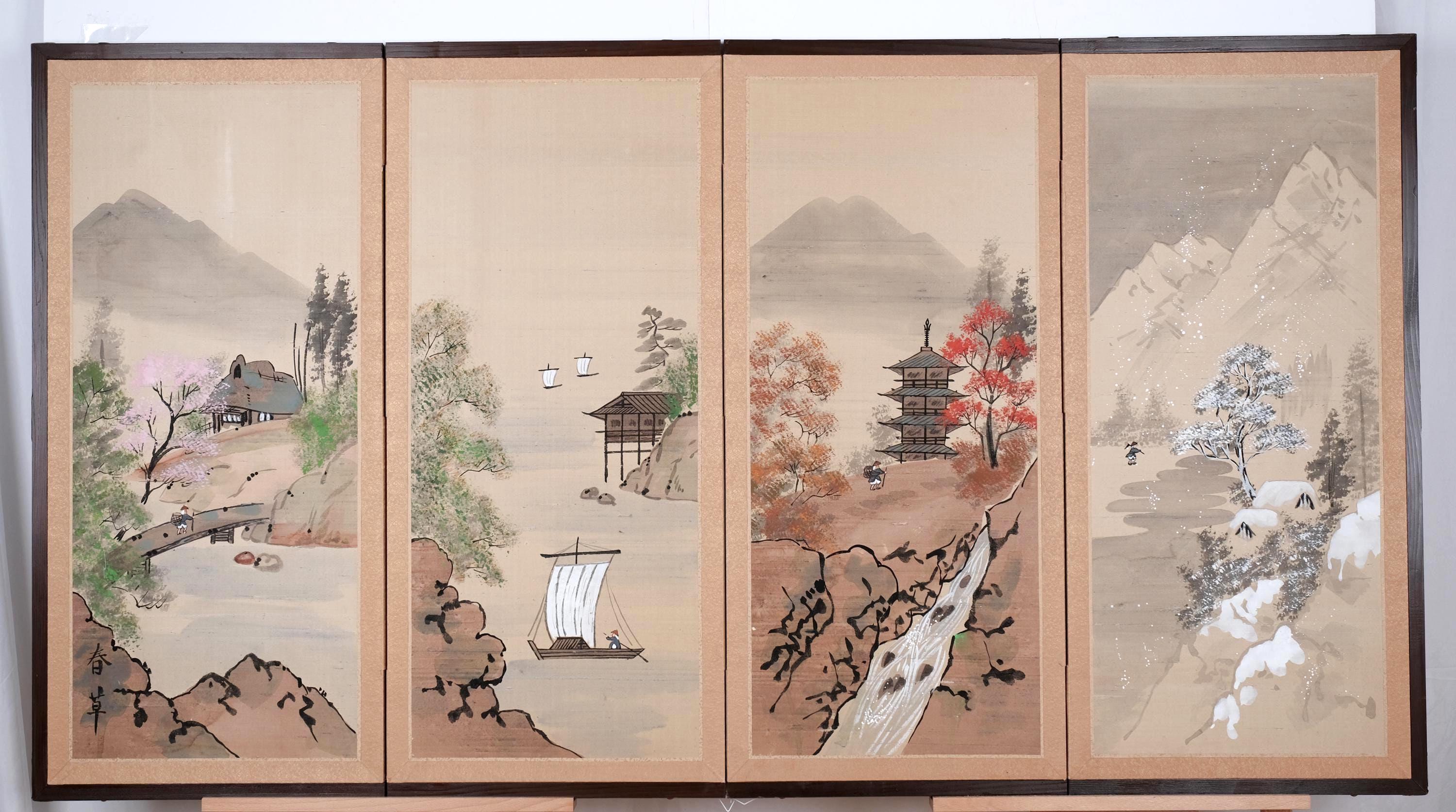 Antique Painted Japanese Screens - Etsy