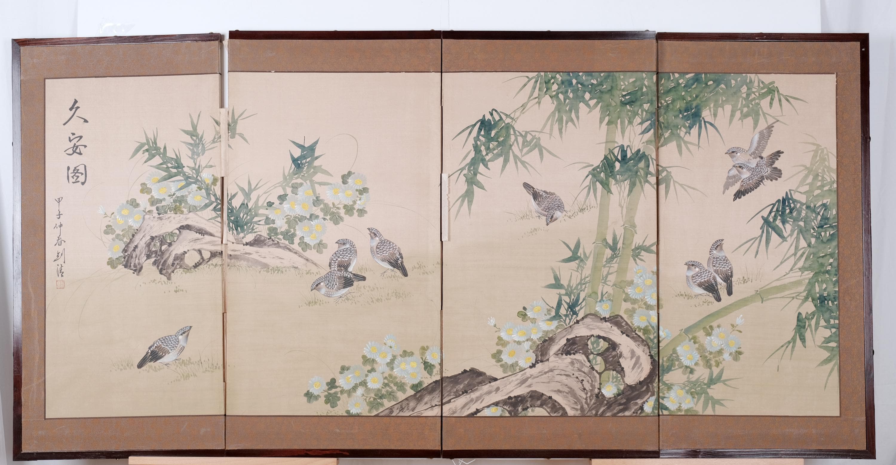 ☆ヴィンテージ☆4面パーテーション☆ハンドペイント☆ Vintage Japanese 4 Panel Dividers - Etsy
