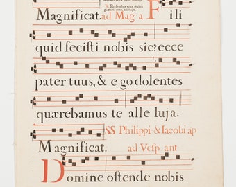 17th Century Antiphonal Music Vellum(?) Manuscript 18" × 12" Double Sided Pages 247/248