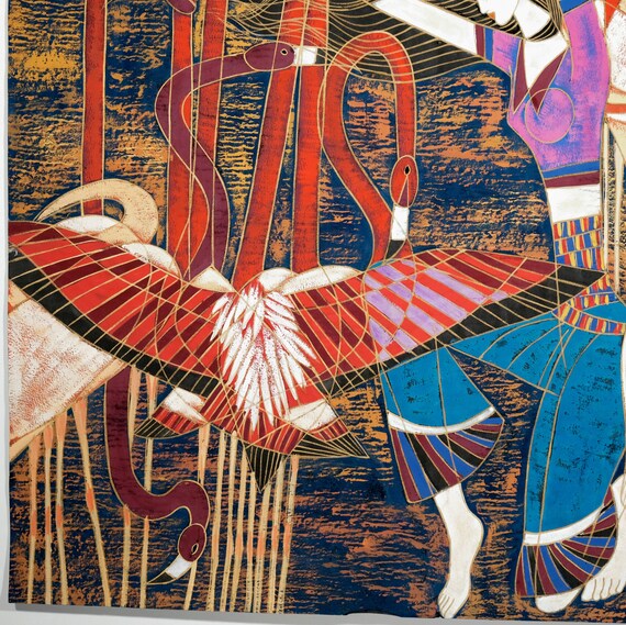 1987 Ting Shao Kuang ding Shaoguang Woman Among Flamingos Original Gouache  Painting Hand Signed One of a Kind Excellent Condition - Etsy