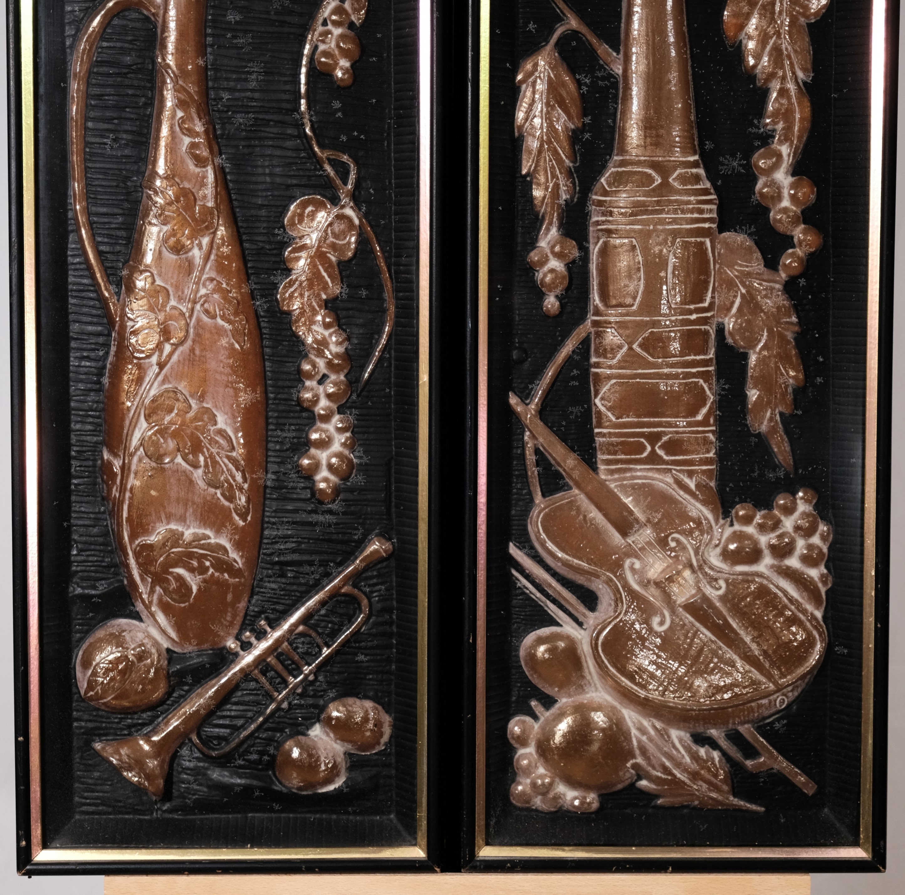 Snowflake Instrument Two Antique Wall Hanging Sculptures of Musical Instruments With ...