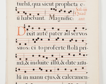 17th Century Latin Antiphonal Music Vellum(?) Manuscript 18" × 12" Four Pages 24" Wide x 18" High when opened Pages 67, 68, 73 & 74