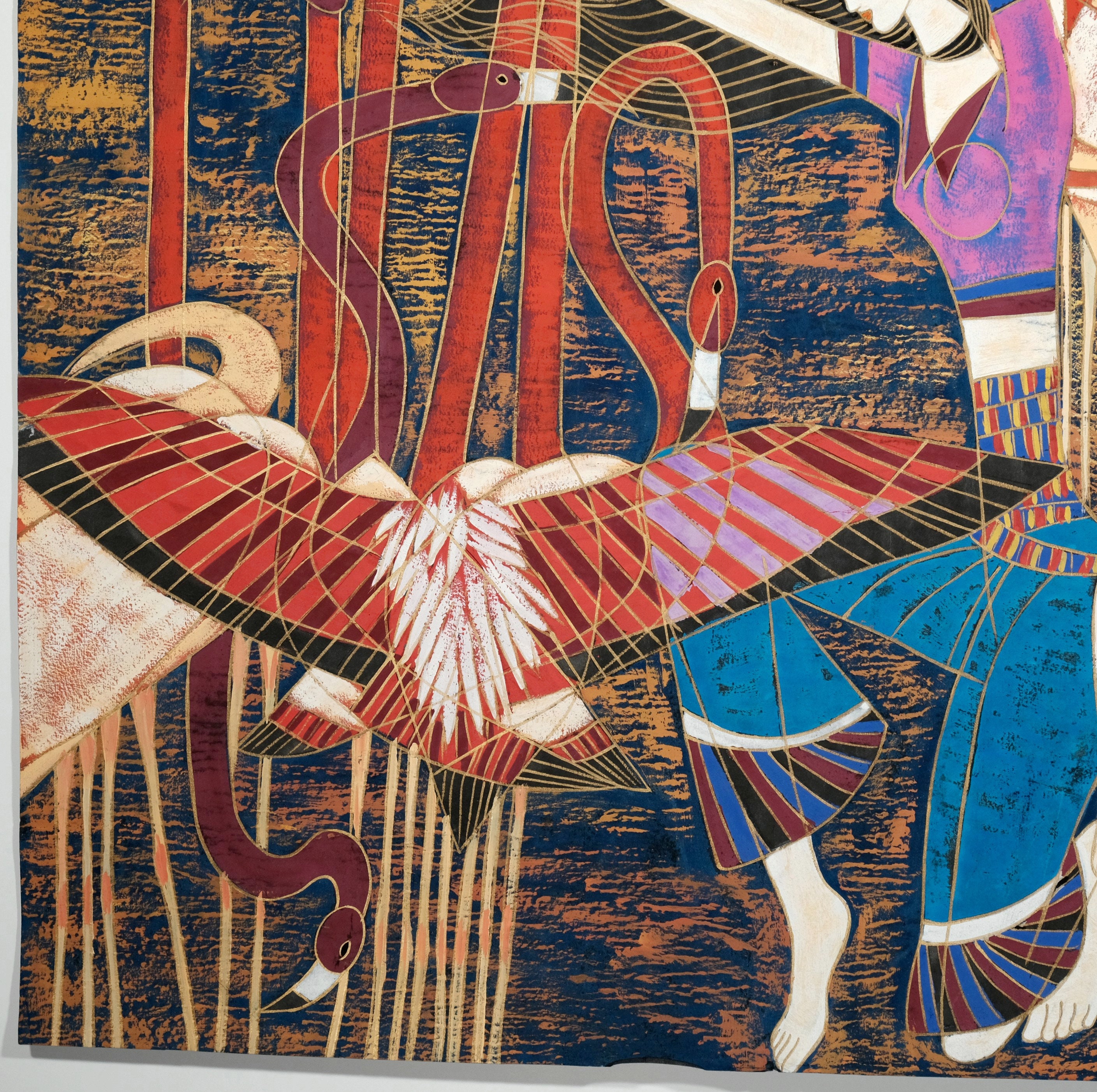 アート・デザイン・音楽 The Art of TING SHAO KUANG 1987 Ting Shao Kuang (ding Shaoguang) Woman Among Flamingos