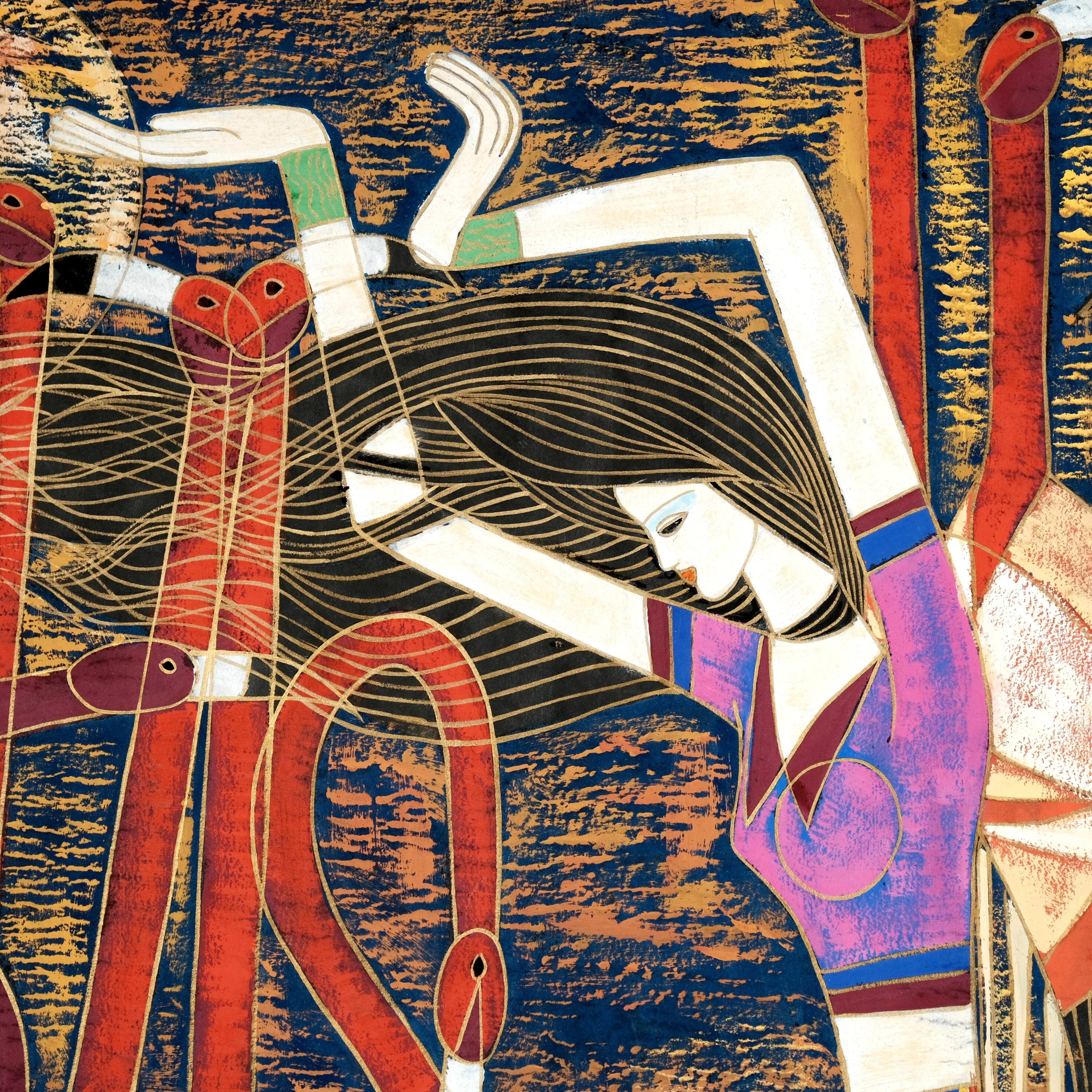1987 Ting Shao Kuang (ding Shaoguang) Woman Among Flamingos