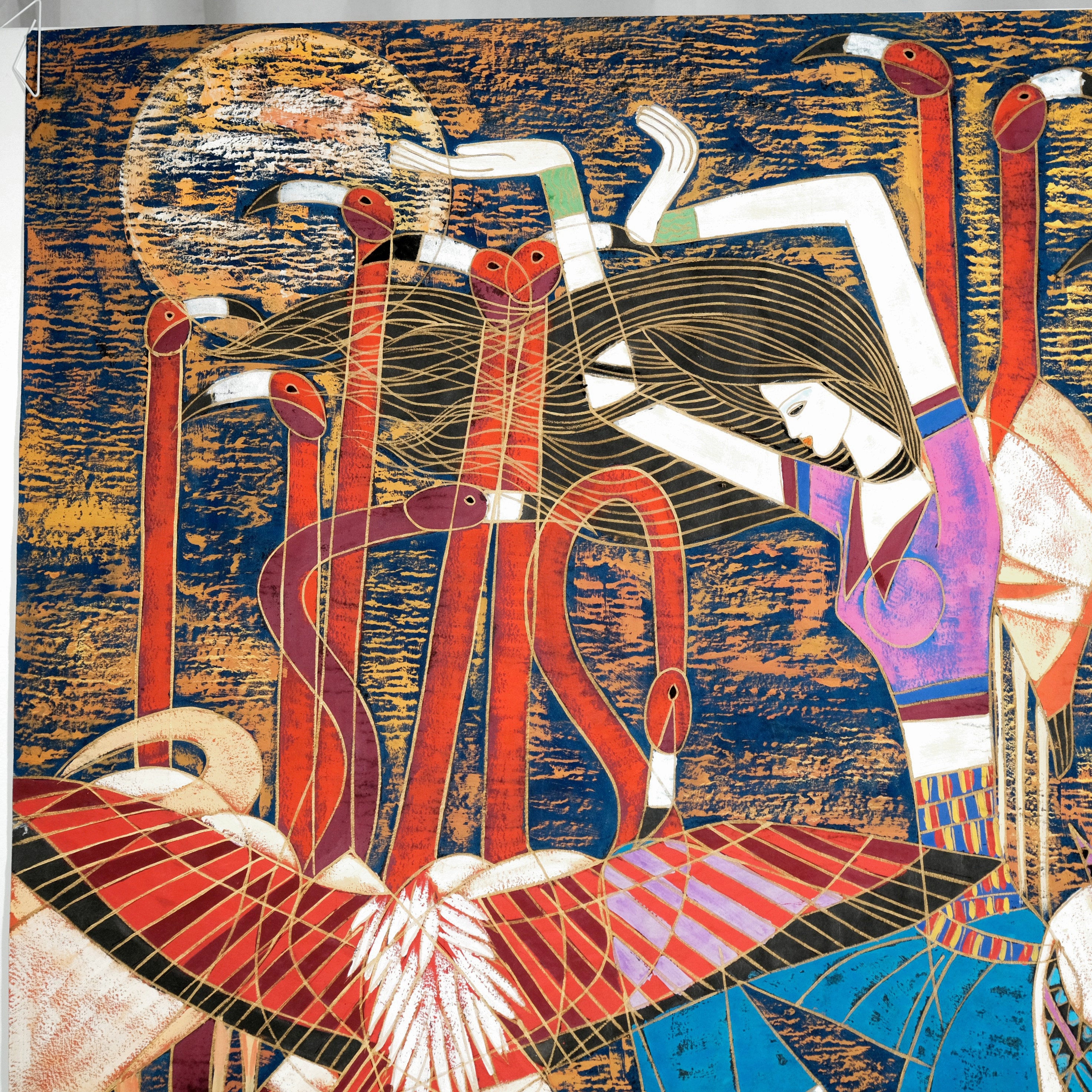 1987 Ting Shao Kuang (ding Shaoguang) Woman Among Flamingos