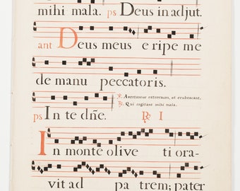 17th Century Latin Antiphonal Music Vellum(?) Manuscript 18" × 12" Four Pages 24" Wide X 18" High When Opened Center Pages 81, 82, 83 & 84