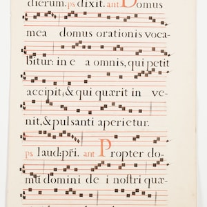 17th Century Latin Antiphonal Music Manuscript 18&quot; × 12&quot; Double Sided Vellum(?) Pages 189 & 190