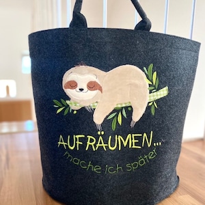 Spielzeugkorb mit Faultier als Spielzeugaufbewahrung fürs Kinderzimmer