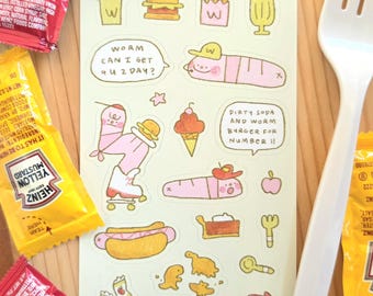 Worm Sticker Sheets | 3x5 inches | Waterproof Matte PVC