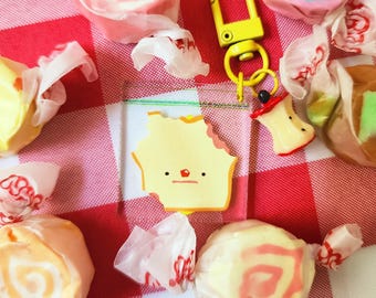 Sandwich in Plastic Keychain | 1.5 inches Double-Sided Print | Clear Acrylic with Apple Core Accessory