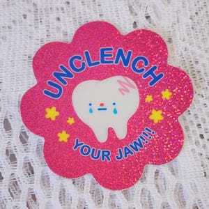 Lösen Sie Ihren Kieferzahn Aufkleber | 2 in Glitzerndes Vinyl | Wasserfest