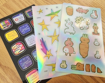 Holographic Effect Sticker Sheets | 3x5 inches | Waterproof Vinyl