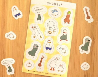 Duck Sticker Sheet | 3x5 inches | Waterproof Matte