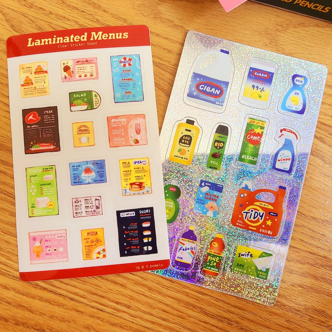 Assorted Sticker Sheets | 3x5 Inches | Waterproof | Laminated Menu or ...