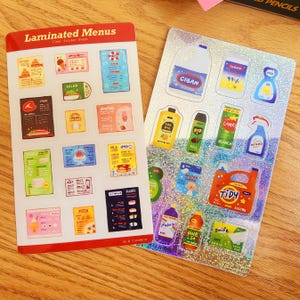 Feuilles d'autocollants assortis | 3 x 5 pouces | Imperméable | Menu plastifié ou produits de nettoyage