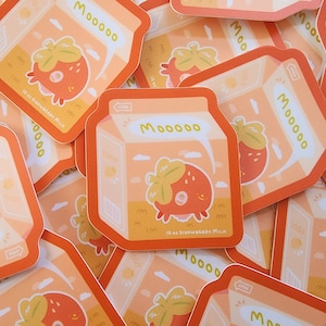 Strawberry Milk Sticker | Banana Milk Sticker | 2x2 inches Waterproof Matte