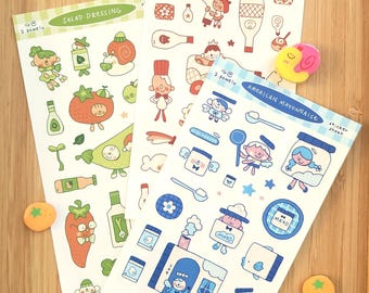 Condiment Sticker Sheets for Journaling | 3x6 inches | Semi-Waterproof